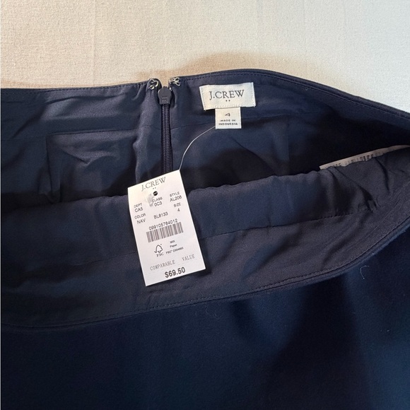 J.Crew Womens Navy Blue Cotton Scallop Hem Skirt Sz 4 Office Workwear Career - Picture 4 of 7